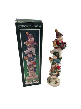 Cedar Creek Collectible Snowman Trio Figurine Box Holiday Decor Christmas